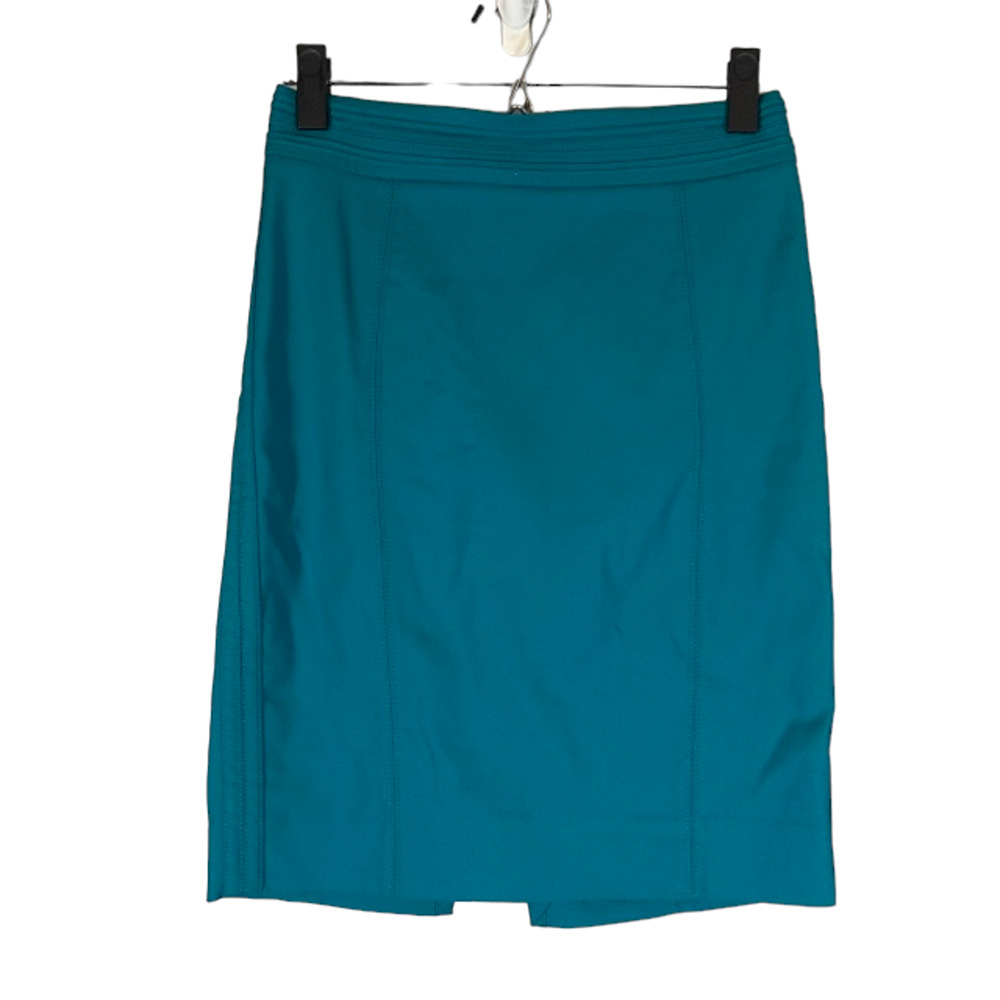 WHBM Perfect Form Teal Blue Straight Pencil Zipper Back Skirt Women Sz 0